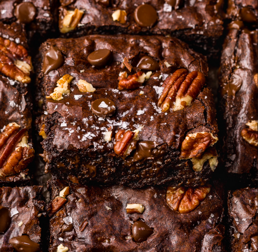 Scrummy Salted Chocolate, Pecan, & Hazelnut Brownies