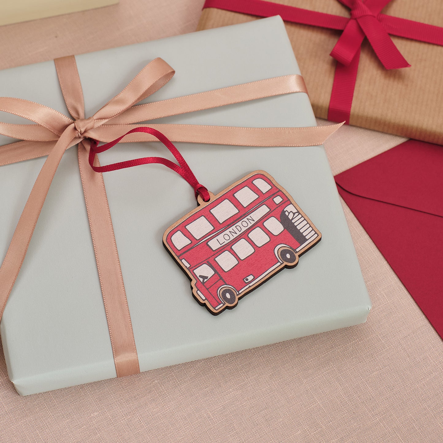 Set of 4 London Wooden Decorations