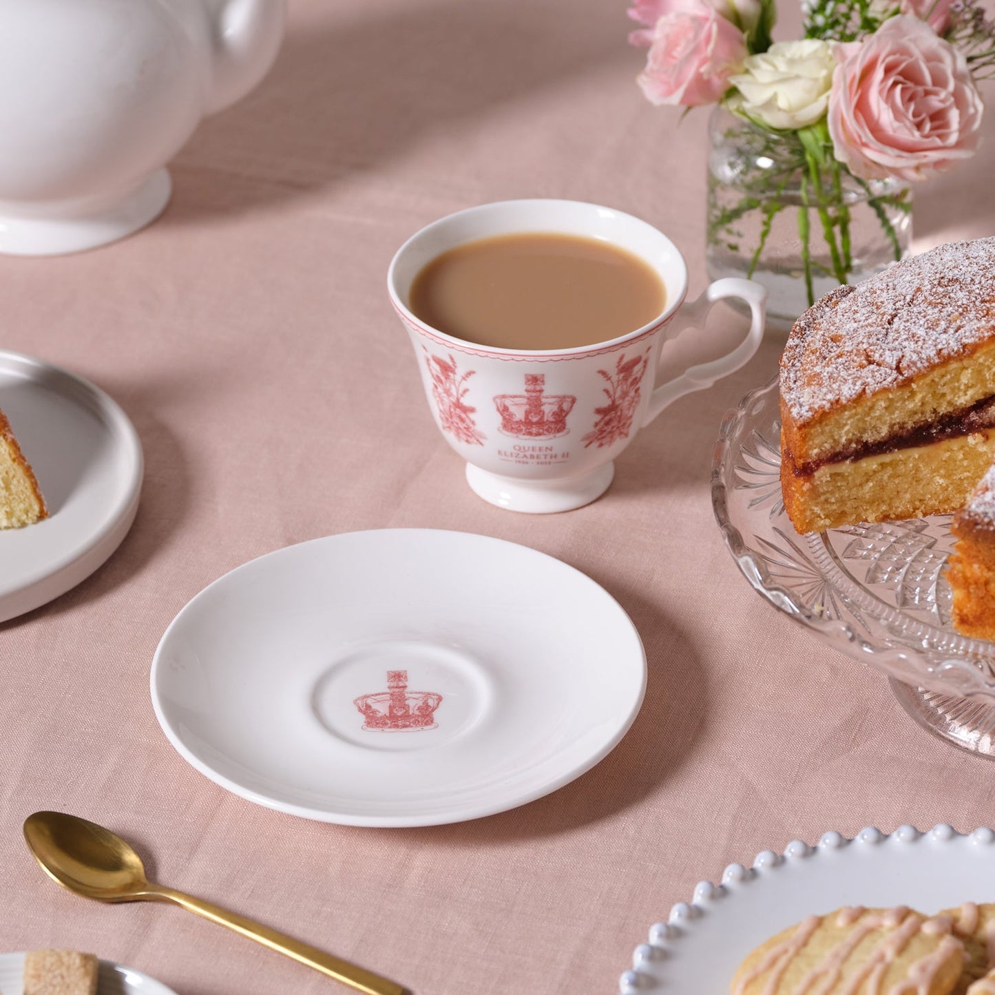 Queen Elizabeth II Commemorative and King Charles III Coronation Cup and Saucer Set