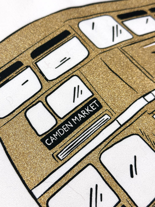 Gold London Bus Canvas Bag