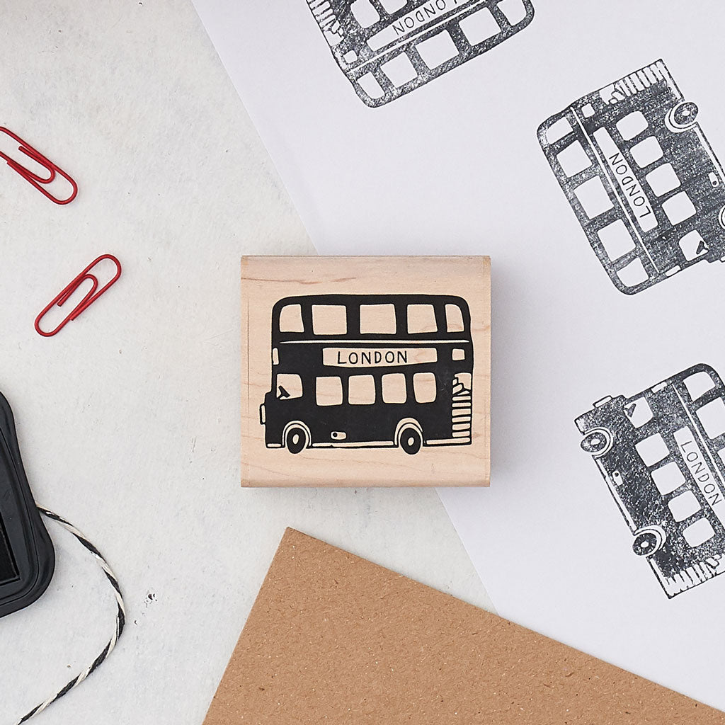 Rubber London Bus stamp, Double decker bus stamp, London Bus Stationary stamp, Bus children's rubber stamp, London Bus scrapbooking stamp