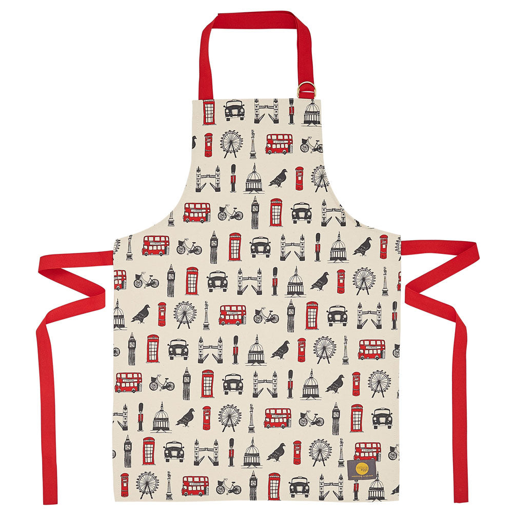 Children's London apron, Kitchen apron for children, Iconic London Apron for children, London apron for kids, Charcoal and Red children's apron, Children's London apron for baking