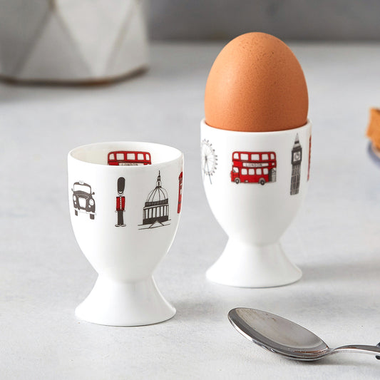 Fine bone china egg cup, London skyline egg cup, London inspired egg cup, Egg cup with repeating London design, Iconic London landscape egg cup, Simple London egg cup, Fine bone china London egg cup, British made egg cup, London homeware and gifts, London