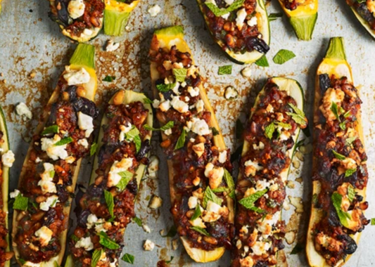 Meaty Greek Inspired Stuffed Courgettes