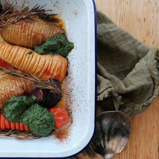 Hassleback veggies, vegan style