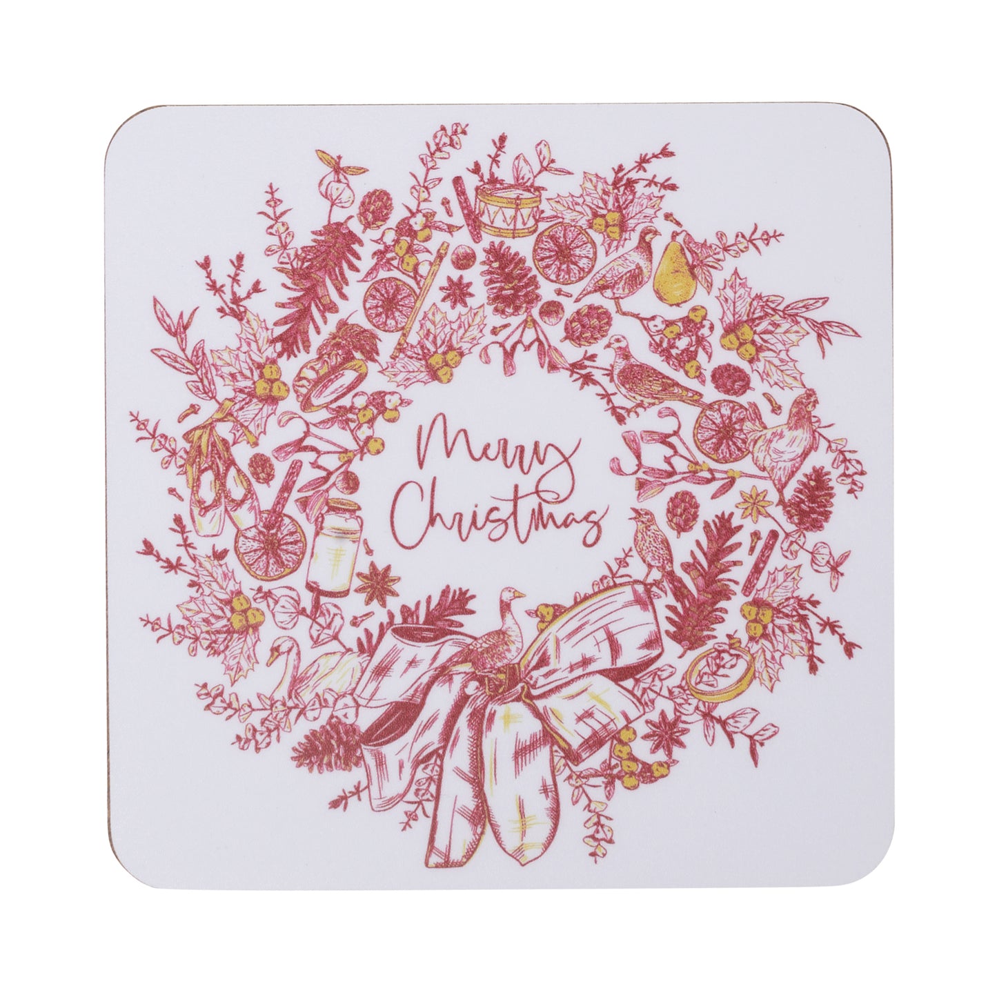 Christmas Wreath Coasters - Set of 4