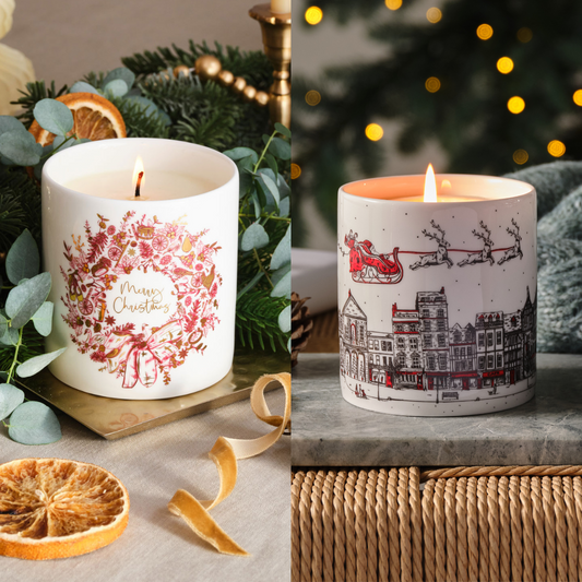 GIFT SET Christmas Wreath and Santa's Sleigh Luxury Candle