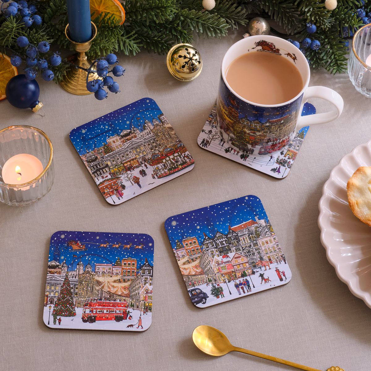 A London Christmas Tale Set of 4 Coasters