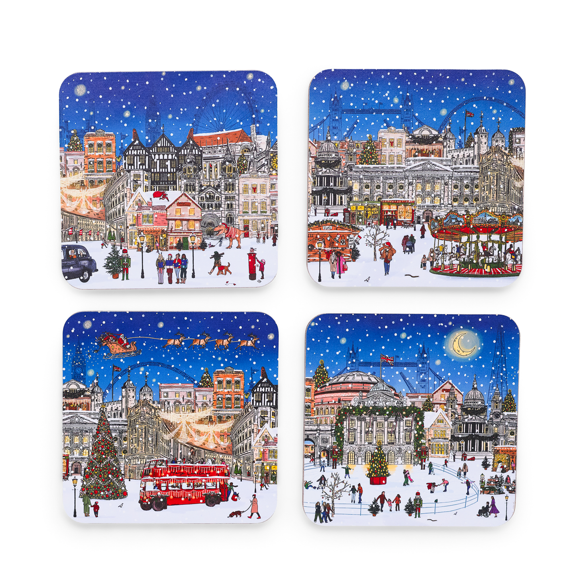 A London Christmas Tale Set of 4 Coasters