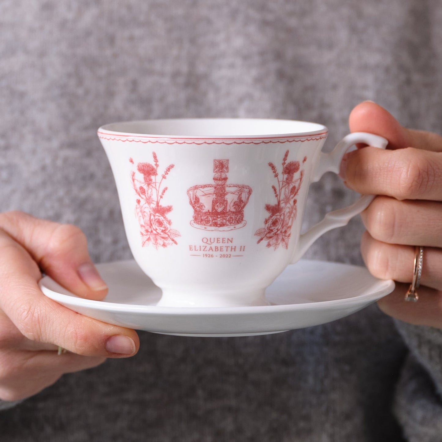 Queen Elizabeth II Commemorative and King Charles III Coronation Cup and Saucer Set