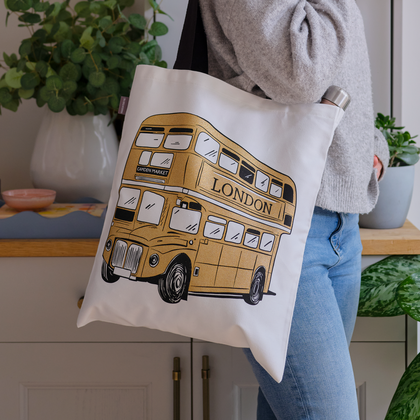 Gold London Bus Canvas Bag