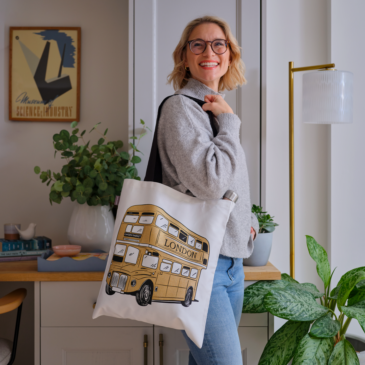 Gold London Bus Canvas Bag