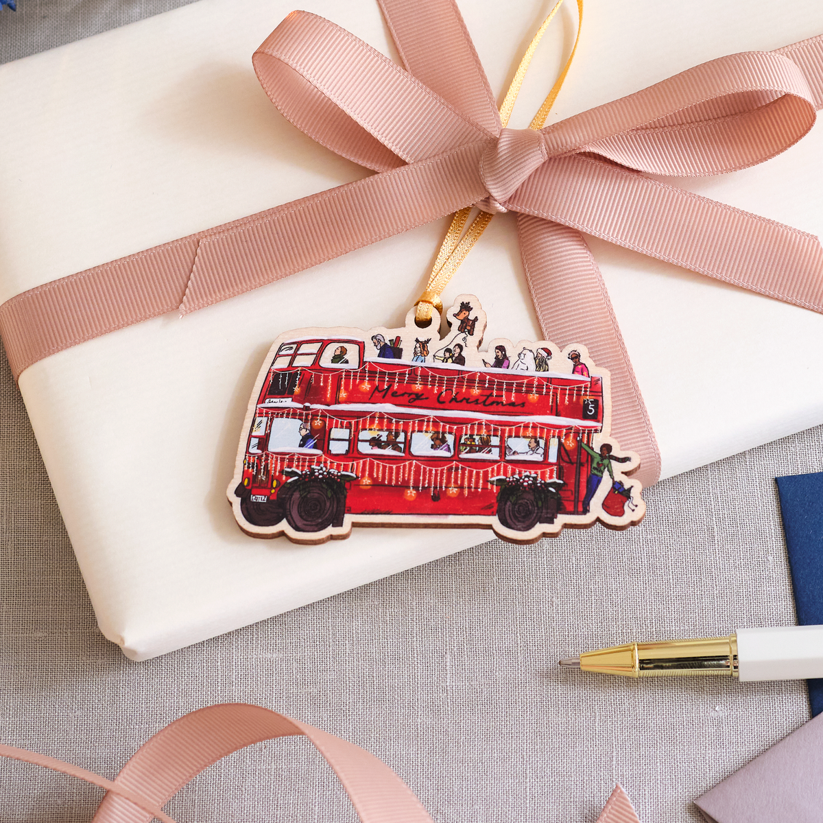 A London Christmas Tale Wooden Decoration