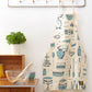 Apron featuring repeating kitchen items design in teal, Charcoal and teal kitchen items design apron, Unisex kitchen apron featuring various baking items 
