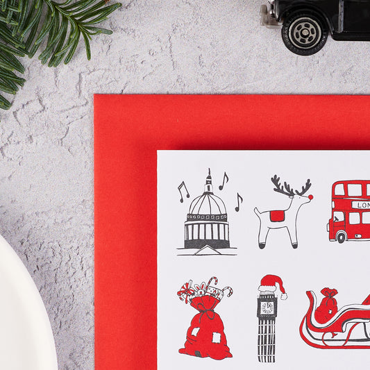 London Christmas Pack of 8 Notecards