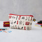Children's London pencil case, London pencil case for children, Pencil case featuring iconic London landscapes, Children's London pencil case for school, London school supplies carrier, Pencil case with double decker bus, waterproof London pencil case