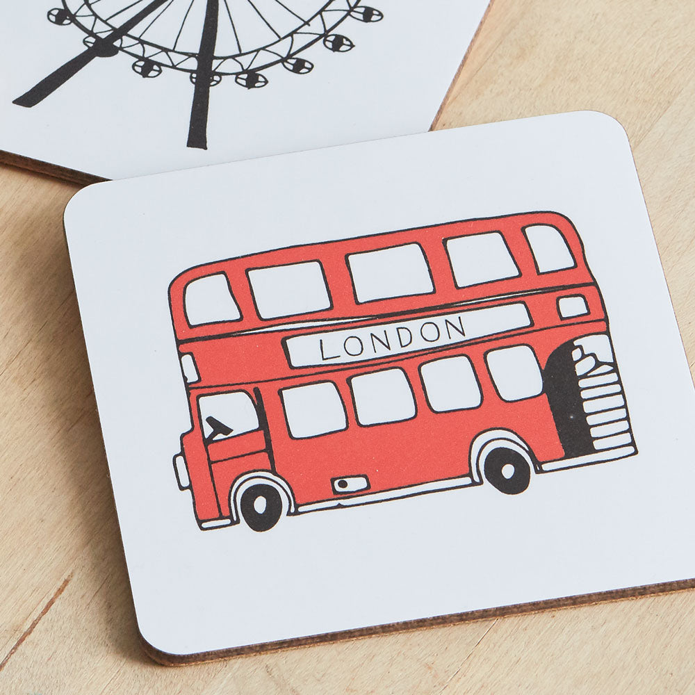London coasters set, Iconic London coasters, set of 4 London coasters, Hand illustrated London iconic landscapes coasters, London coaster gift set, London Skyline coaster set