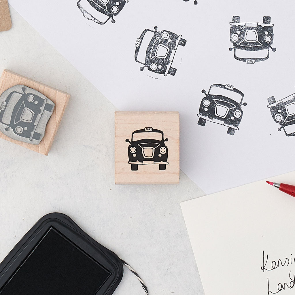 Iconic London black cab rubber stamp, Black taxi rubber stamp, London taxi stationary stamp, London black cab stamp for scrapbooking, Small taxi cab stamp