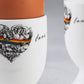 Love is Love, LGBTQ, Gay Pride egg cup, fine bone china, rainbow, heart, roses, hand decorated, made in Britain, Victoria Eggs