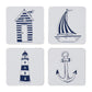 Nautical Beachscape Coasters - Set of 4