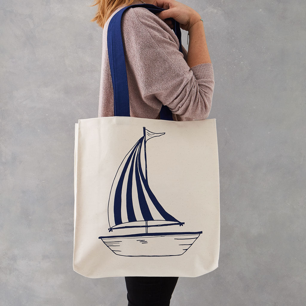 Sail with Me Rubber Tote Bag Navy