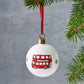 London bus Christmas ornament, Hand illustrated London bus bauble, London Christmas ornament, Iconic London bauble, Red double decker bus ornament, London glass ornament 