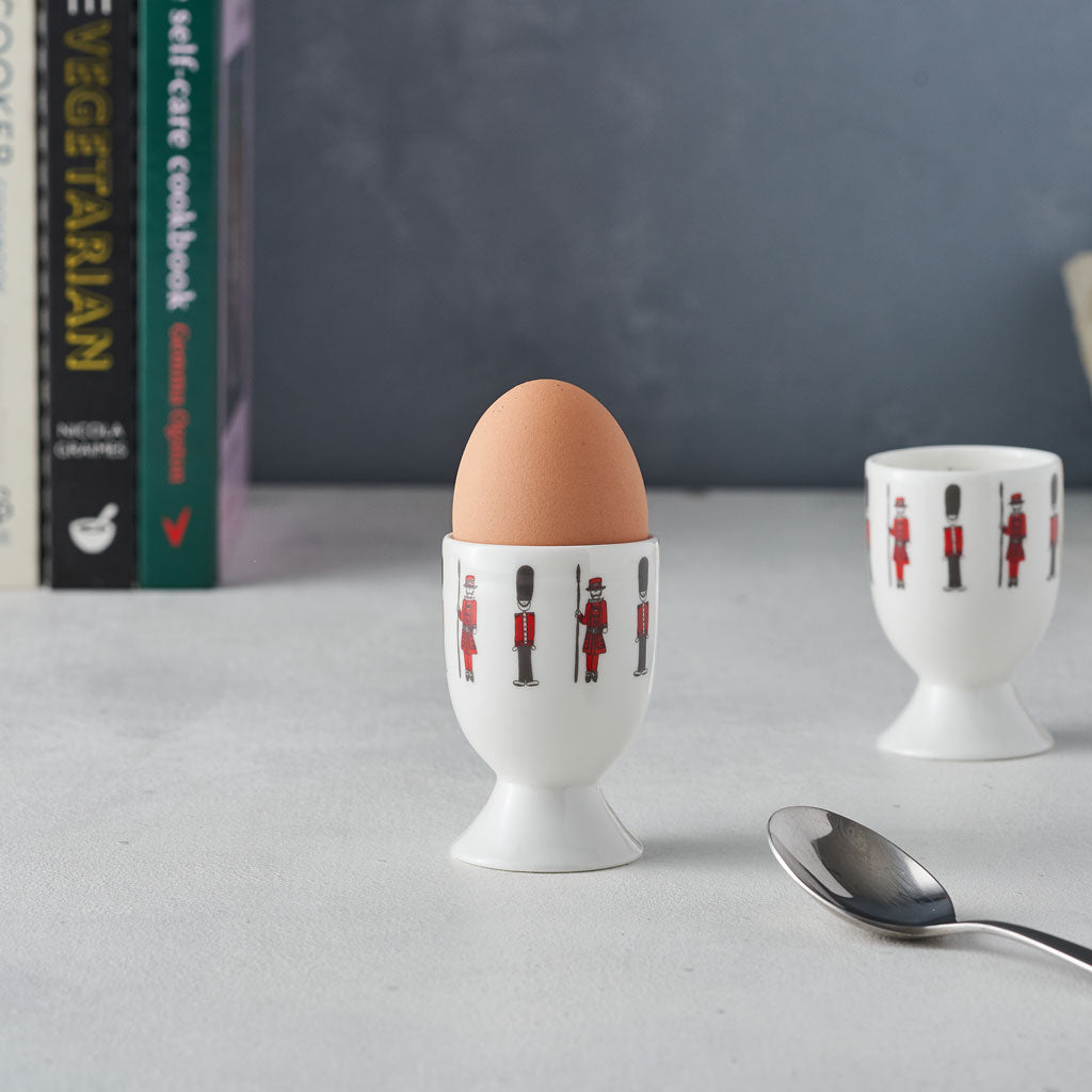 Queen's Guards, Beefeater, London egg cup, fine bone china, hand decorated, Made in Britain, Victoria Eggs
