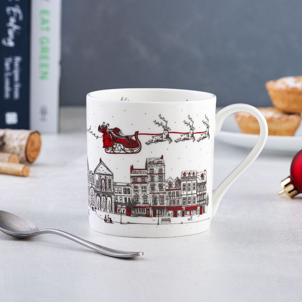 Santa's Sleigh Tea Towel, Mug and Bauble Gift Set