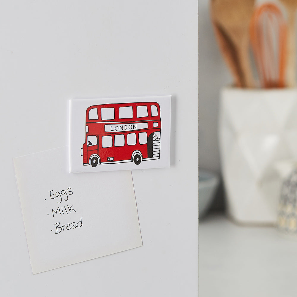 Red London Bus magnet, Iconic London Bus magnet, London fridge magnet, London Double Decker bus magnet, Simple London gift, Hand illustrated London Bus magnet