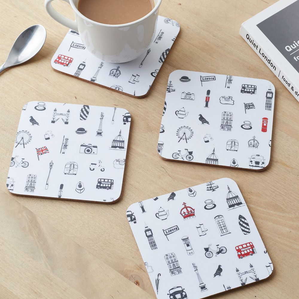 Simply London Charcoal Coaster - Set of 4